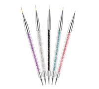 5 pcs Nail Art Brushes,Double Ended Nail Art Liner Brush,Nails Dotting Painting Drawing Pens,Pull Line Painted Pen Nails Dotting Tools Set For DIY Designs
