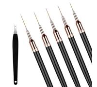 5 Pcs Nail Art Liner Brushes Set, Fine Nail Art Brushes for Gel Nails Dotting Drawing Tools for Nails Detail Ombre French Tip Fine Drawing Painting Design Brush, 79 mm + 1 Cuticle Fork