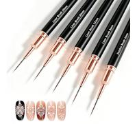 5 Pcs Nail Brushes for Nail Art,Precision Durability Liner French Tip Brush,Thin Line Details Tool for Long Lines Gel Polish Painting Design Brush Assorted Set Fine Drawing Sizes 4/8/12/20/25mm(Black)