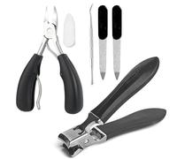 5 Pcs Nail Clippers Set with Nail Files, Dead Skin Clippers, Nail Pickers for Thick Nails,Soft Grip Rubber Handle Nail Cutter for Senior, Men and Women,Fingernail Clippers for Adults and Child