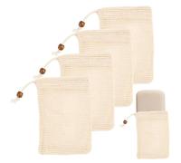 5 PCS Natural Sisal Soap Bags with Drawstring, Soap Loofah Pouch, Bag for Shower, Saver Pouches for Exfoliating Skin, Producing Rich Lather, for Shower Bath, Hand Washing, and Shaving (10 * 14cm)