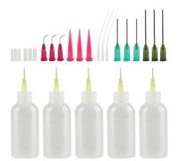 5 Pcs Needle Bottle Applicators, 50ml Needle Tip Applicator Bottles, Precision Needles Tip Glue Bottle, Glue Applicator Bottles with 17 Dispensing Needles & Caps for DIY Craft Oil Acrylic Paint
