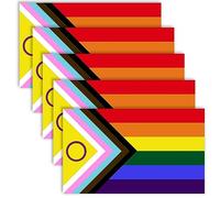 5 PCS New Intersex-Inclusive Pride Flag Sticker,LGBT Rainbow Progress Banner Decal for Car Bumper Window Laptop