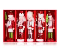 5 Pcs Nutcracker Soldier Christmas Decorations, 13cm Wooden Christmas Nutcrackers Ornament, Hanging Nutcracker Figures Mini Tree Decorations
