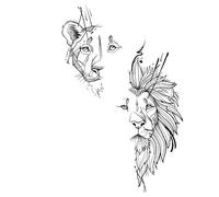 5 pcs of herbal tattoo stickers, tiger lion waterproof male, long-lasting arm simulation, juice semi permanent