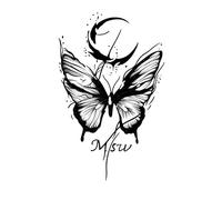 5 pcs of moon butterfly herbal tattoo stickers for women, semi permanent non reflective, arm collarbone waterproof and durable