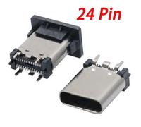 (5 PCS, One size) Micro USB 3.1 24 Pin Interface pin lengthened Vertical full sticker Female 90 degrees Type C Jack plug Socket Connector