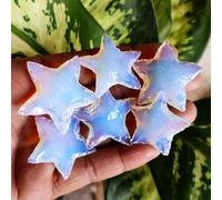 5 Pcs Opalite Stars, Opal Star, Opalite Crescent Stars, Carved Stars Opalite Crystal Star, Opal Crescent Stars, Carving Stars, Glass Star for Jewelry (White Opal Stars 5 Pieces)