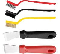 5 PCS Oven Scraper Tool Non Scratch,for Cleaning Freezer, Stoves, Induction Hob,3Pcs Stainless Steel Brass Nylon Brush for Stove Pan