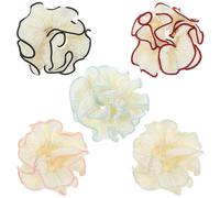 5 PCS Oversized Puffy Hair Scrunchies, Elastic Jumbo Double Layer Pleated Ruffle Satin Tie, Thick Curly Hair Ponytail Holders Accessories for Women Girls Daily Wear