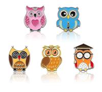 5 PCS Owl Brooch Pins Set,Owl Enamel Pins Forest Animal Cartoon Brooch Lapel Pins Backpack Badges for Birthday Graduation Girls Boys Kids Clothes Scarf Backpack Accessories Party Gift