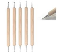 5 PCS Painting Indentation Pens, Wooden Pole Double Head Drawing White Space Pen, Pottery Line Marker, Nail Drill Pen, Art Drawing Tool