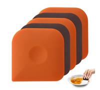 5 PCS Pan Scraper, Plastic Scraper Tool Set, Kitchen Scraper, Non Scratch Dish Scraper for Home Kitchen Commercial Cleaning Tools and Soft Food Cutting(2pcs Brown×3pcs Orange)