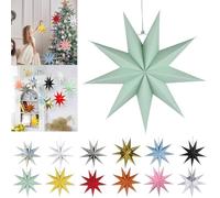 5 PCS Paper Star Lanterns Christmas Decorations Stars Paper Lampshades Christmas Tree Hanging Decoration Xmas Crafts Vintage Baubles Coloured Star Gifts for Ceiling Window Home Party 30CM Sage Green
