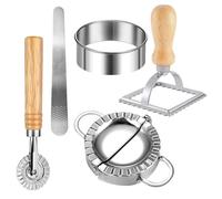 5 Pcs Pasta Cutter Set, Ravioli Cutters, Pasta Cutter Wheel, Square Ravioli Stamp with Handle, Cutter Stuffing Spoon, Dumpling Maker Mould