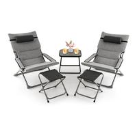 5 Pcs Patio Sling Chair Set Folding Lounge Chairs Patio Bistro Set