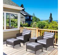 Outsunny 5 Pieces Outdoor Patio Furniture Set Wicker Conversation Set Deep Grey