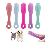 5 Pcs Pet Silicone Toothbrush, Colored Finger Toothbrush, Oral Cleaning Tool for Pets, Long Handle Pet Toothbrush, Pet Teeth Cleaning Kit, Reusable, Suitable for Small Pets (25 * 105mm)