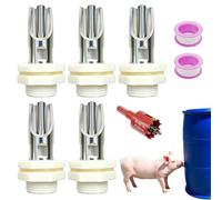 5 PCS Pig Nipple Waterer for Barrel Kit Automatic Pig Water System 1/2 inch Stainless Steel Waterer Drinker Feeder with Tank Connectors Hog Water Nipples for Sows Piglet (5pcs, one Size)