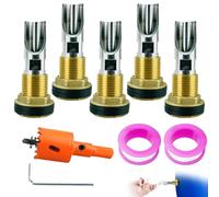 5 PCS Pig Nipple Waterer for Barrel Kit with 5 Pcs Brass Water Tank Connector Bulkhead 1Pcs Hole Opener, Automatic Pig Nipple Drinkers Piglets Nipple Feeders for Hog Pig Goats Swine Piglets