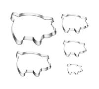 5 Pcs Pig Shape Cookie Cutter Set Cute Animal Biscuit Cutters Fun Shaped Baking Cutters Stainless Steel Fondant Cutter Shapes Metal Cookie Molds Decorative Biscuit Cutting Molds for Sandwiches