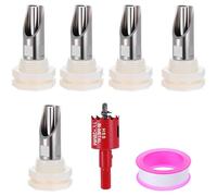 5 Pcs Pig Teat Waterer Kit, Stainless Steel Automatic Swine Drinking System with 5 Plastic Connectors, 1 Hole Saw and 1 Sealing Tape, Pig Waterer for Tube Setup, Automatic Livestock Waterer