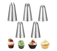 5 Pcs Piping Tip, Stainless Steel Icing Tips Wilton Piping Tips Set Cake Decorating Kit Baking Tools for Buttercream Icing Birthday Cupcake DIY Art