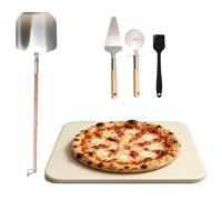 5 PCS Pizza Stones for Oven & BBQ, Pizza Steel, Pizza Cutter Rocker | 0.39" Thickened Cordierite Baking Stone, Pizza Oven Accessories for Making Pizza and Bread