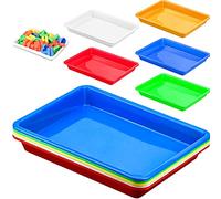 5 Pcs Plastic Anti-Slip Serving Trays Multicolor Play & Art Activity Crafts Organizer for School, Home, Art & Crafts, DIY Projects, Painting - 27.6 x 21 x 3.2cm