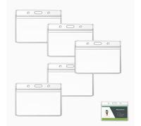 5 Pcs Plastic Card Holder, ID Badge Card, Transparent Clear Horizontal Waterproof Name Tag Badge ID Card, for Student ID Cards, Business Exhibition, Business Cards, Bus Cards