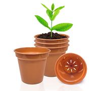 5 Pcs Plastic Plant Pot with Drainage Hole,12.7CM/5" Long Nursery Plant Pots, Terracotta Pots, Flower Pots for Indoor & Outdoor | Ideal for Cultivation, Terracotta