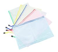 5 Pcs Plastic Wallets A4 Folder File Zip Bags Zipped Wallets - Extra Thick Mesh Document Zipper Bags Plastic a4 Wallets for Offices Home Travel School Supplies