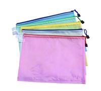 5 Pcs Plastic Zip Document Filing Folder Bag Storage Pouch with A4 Size Paper, Zippered Waterproof Reinforced PVC Bag Storage Pouch