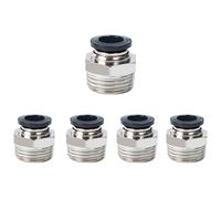 5 Pcs Pneumatic Fittings, Black Male Straight Quick Air Hose Connectors, Pneumatic Adapter Tools, R 1/2 Thread, Dia 12mm