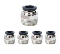 5 Pcs Pneumatic Fittings, Black Male Straight Quick Air Hose Connectors, Pneumatic Adapter Tools, R 1/2 Thread, Dia 6mm