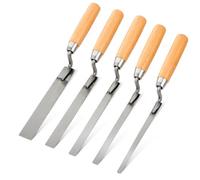 5 Pcs Pointing Trowel Set, Stainless Steel Finger Trowel Kit with Wooden Handle, Tuck Pointing Tools for Bricklaying, Mortar Repointing, Brick Repair, Masonry Work & DIY Projects