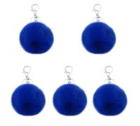 5 Pcs Pom Pom Keychains Fluffy Keyring Soft Plush Charm Ring Faux Fur Balls Bag Pendant Decoration for Backpack House Key,royal blue