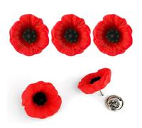 5 PCS Poppy Badge and Pins 2025, Red Poppy Flower Brooch, Remembrance Day Poppies Brooch for Women Men, Lest We Forget Poppies Pin Badge Brooches, Veterans Day Memorial Days Gift