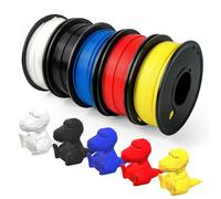 5 Pcs Printer PLA Filament 1.75mm, 3D PLA Printing Filament, 5 Colors 3D Printing Filament Materials for 3D Printer, Dimensional Accuracy +/- 0.02mm (Red, Blue, White, Yellow, Black, Total 1250G)