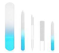 5 Pcs Professional Crystal Nail File - Glass Nail File Set & Cuticle Pusher Set - Nail Buffer & Foot File