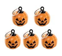 5 Pcs Pumpkin Bell Keyring for Pet Collar, Halloween Orange Copper Charm | Small Delicate Accessory, Sleek Surface Design, Suitable for Dogs and Cats, Festive Holiday Decoration