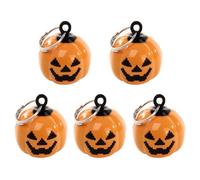 5 Pcs Pumpkin Metal Bell Halloween Season Bag Pendant with Metal Ring | Copper Finish, Soft Jingle Sound, Orange Festive Style, for Backpack Zippers and Everyday Use