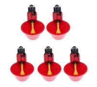 5 Pcs Quail Pigeon Drinkers Watering Cups Feeder Bowls for Cage Backyard Red