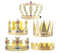 5 PCS Queen Gold Crown Birthday King Crown Party Hats for Child Adult