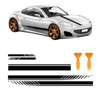 5 PCS Racing Car Stripe Decal Stickers,Car Hood Stripe Sticker,Racing Decal Stickers,Vinyl Hood, Side Skirt, Roof & Bumper Stripes Stickers for All Cars, Trucks, SUVs,Exterior Accessories,2 Scrapers