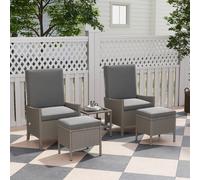 Outsunny 5 PCS Rattan Garden Furniture Set w/ Cushions, Dark Grey