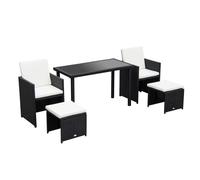 5 PCs Rattan Garden Furniture Wicker Weave Sofa Set Dining Table Chair Footrest