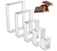 5 Pcs Rectangle Cookie Cutter Set, Stainless Steel Rectangle Cookie Mold, 1 Inch Depth Biscuit Cutters for Cooking Crumpets Eggs Pastry Mousse Desserts