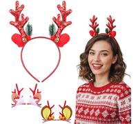 5 Pcs Reindeer Antlers Halloween Christmas Headband, Animal Ears Antler Headband Deer Antler Headbands Cute Deer Ear Floral Reindeer Costume Hair Accessories for Halloween Christmas Carnival Party