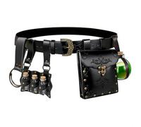 5 Pcs Renaissance Accessories Belt Pouch Waist Bag Belt Keyring Hook Wizard Potion Bottles Vials for Festival Cosplay Halloween Costume (Pattern 2-Black)